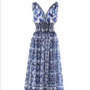 Dolce & Gabbana lookalike unbranded majolica dress tile print M/L